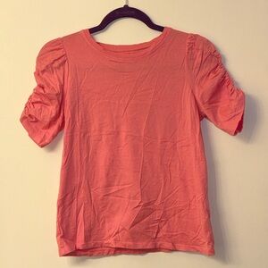 Kate Spade Coral Short Scrunched Sleeve Top